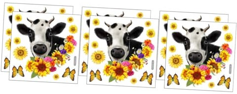 Toyvian 6 Sätze Kuh-sonnenblume-aufkleber Hintergrund Wandaufkleber Für Bauernhoftiere Schlafzimmertapete Fliesenaufkleber Kuh Wandtattoo Frühling Fenster Kind Pvc Die Kuh