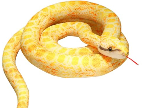 Herfair Große Plüschschlange Stofftier Realistische Schlange Plüschtier Kuschelschlange Riesige Schlange Kuscheltier Stoffschlange Halloween Spielzeug für Kinder Erwachsene (Goldene Python,200cm)