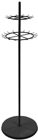 Porte-cravates, porte-ceinture, montage au sol, support de ceinture, porte-cravates, étagère sur pied, étagère pour écharpes et ceintures, avec 31 crochets, pour la maison et le magasin, noir