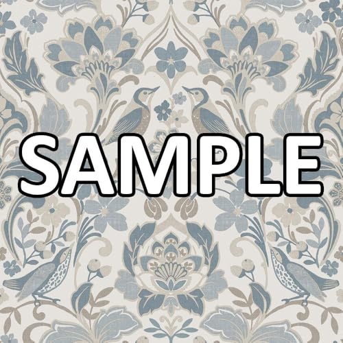 World of Wallpaper Folk Floral, Lightly Textured, Soft Blue (946103) Sample | Easy to apply wallcovering, Vintage, Classic, Matte, Fabric Effect, Feature Wall, Leaves, Birds (approx. 50cm x 30cm SAMPLE)