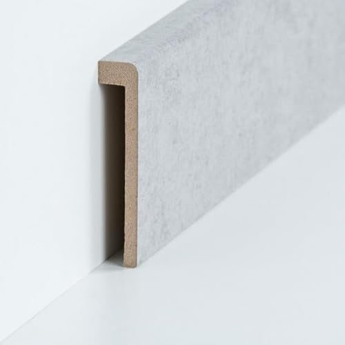 PROVISTON Lot de 5 bandes de recouvrement pour carrelage - Jusqu'à 85 mm de hauteur - 19 x 96 x 2 500 mm - Noyau en MDF - Gris - À coller, visser et clouer - Pour plinthes de carrelage - 12,5 m