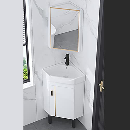 DMMFTERL Eckwaschbecken fürs Badezimmer, bodenmontierter Badezimmerwaschtisch, Badezimmerwaschtisch mit Waschbecken, Badezimmerwaschtisch-Kombination, Badezimmerwaschtischschrank (Farbe: A,