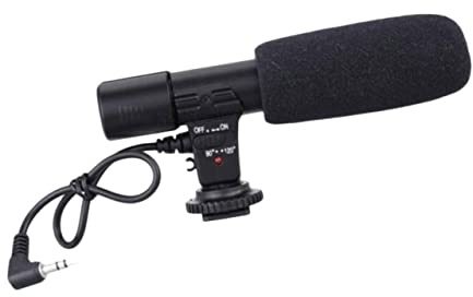 jojofuny Interviewmikrofon für Camcorder mit 90/120 Grad Winkel Schwarz Abs | Audioaufnahmen und Live Streaming, Weite Funkreichweite und Breiter Frequenzgang, 1 Stück