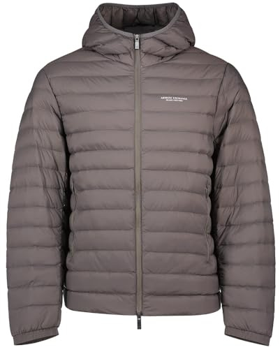Armani Exchange Men's Essential - Chaqueta de manga larga acolchada con logotipo de letras, color gris oscuro, talla XXL, Dark Gull Gray, XXL