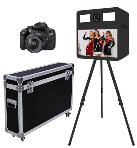 Fotokabinen-Maschine, tragbare Fotokabine mit Touchscreen, Fotokabinen-Maschine mit RGB-Ringlicht, ideal für Hochzeiten, Partys und Veranstaltungen (schwarzes C, Maschine + Kamera)