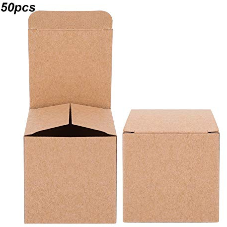 Papierbox, 50 PCs Kraft Paper Box Falten Retro Geschenkboxen Craft Carton Set für Weihnachten/Hochzeit (50 Kartons/Set ohne Garn)