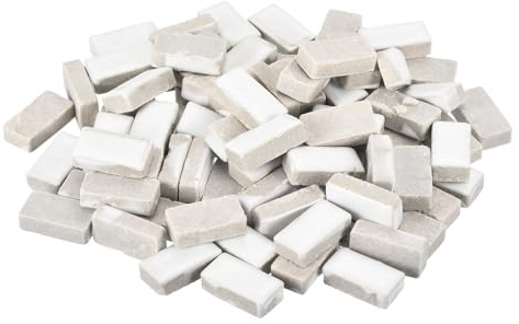 QUARKZMAN 200g Piastrelle Mosaico Ceramica per Artigianato All'ingrosso, Piastrelle Ceramiche Rettangolari Bianche per Kit Mosaico Pietre da Giardino Sottobicchieri