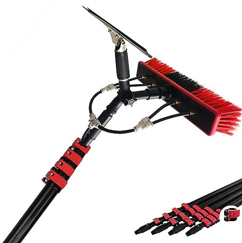 Brosse de nettoyage télescopique pour fenêtre avec raclette pour un nettoyage facile du toit et du panneau solaire.