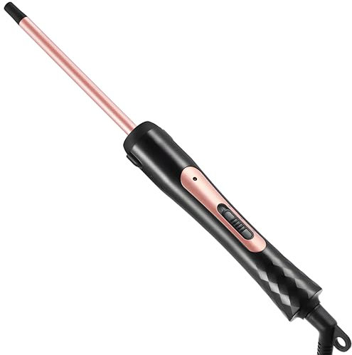 Lockenstab Kleine Locken, Haglater Mini Lockenstäbe 9mm, Dünner Lockenstab Dünn enge Locken, 40s Schnelles Aufheizen, 2 Temperatur 180°C/210°C, Lockenwickler für Kurze/Lange Haare