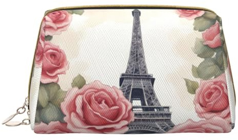LGHDFYO Trousse de toilette de voyage avec motif Tour Eiffel et roses - Organiseur de cosmétiques portable pour femme, blanc, One Size