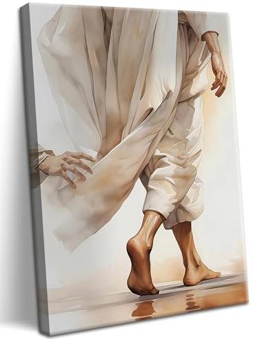 AKWISH Jesus Leinwand-Kunst, christliche Wanddekoration einer Frau, die den Saum des Kleidungsstücks Jesu berührt, inspirierende Bibelszene, Bild für Zuhause, Kirche oder Gebetsraum, 30,5 x 40,6 cm