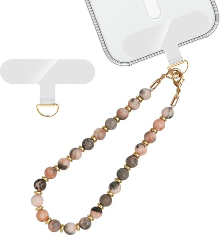 XFSRG 2 Pièces Cordon Téléphone Portable en Perles Élégantes Dragonne Bijoux de Téléphone pour Femmes Accessoire Mode Pratique et Stylé (Zèbre Rose)