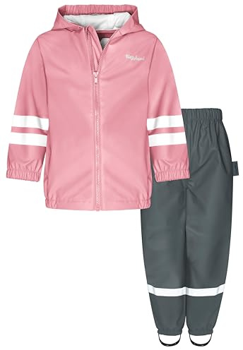 Playshoes Basic Regnsäker jumpsuit, rosa/grå bälte, 80 unisex-barn och tonåringar