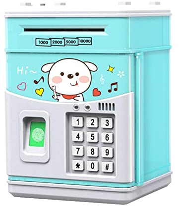 Mini alcancía electrónica con contraseña simulada de huellas dactilares para dinero en efectivo, papel de desplazamiento automático para niños y niñas
