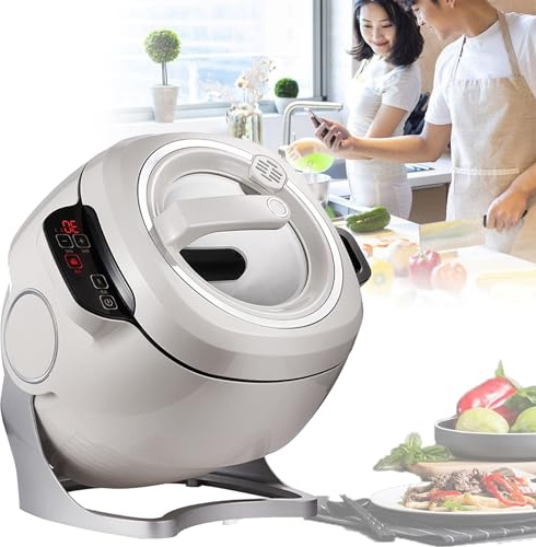 GYKOZY Commercial Food Processor, 6L Intelligent Automatic Cooking Machine with Rotating and 3D All-Round Heating, Smart Touch Screen, for Home Restaurant