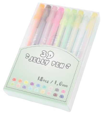Aramox 18st Gel Ink -pennor, 3D -ritningspenna med Livliga Färger, Smidig Skrivupplevelse, Mångsidig Användning för Konst och Kreativitet