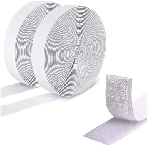 Feltro Adesivo Forte Biadesivo (20mm x 10m), Nastro autoadesivo extra forte, Per tessuto, parete, porta, metallo, vetro, Extra Forte Riutilizzabile, Bianco