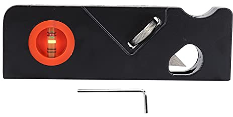 Pialla per smussatura per la lavorazione del legno, pialla manuale per rifinitura dei bordi, profondità regolabile, taglio con raggio di 45° con bolle orizzontali e verticali, (Nera)