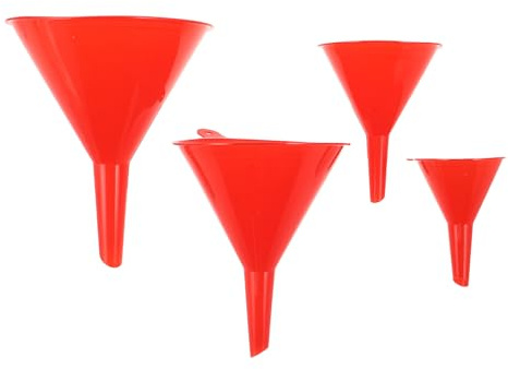 iplusmile Set 4 Imbuti in Plastica per Olio Auto e Moto, Bocca Larga per Rifornimento e Cambio Olio, Imbuto per Serbatoio Gasolio, Versamento Anti-spill, Piccolo e Portatile per Uso