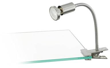 EGLO LED Klemmlampe Litos, Klemmleuchte mit Flexarm | Schreibtischlampe mit Klemme, Leselampe aus Metall in Silber, inkl. GU10 Leuchtmittel warmweiß