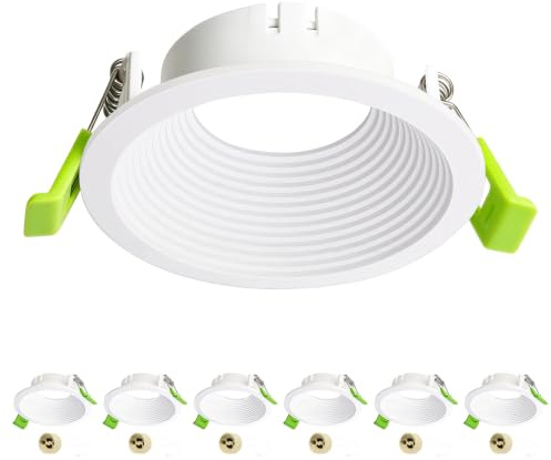 Aulaiyi Foco Empotrable LED Techo,6x Aros Empotrables GU10 Blancos con Casquillo GU10,Marcos para Focos Empotrables de Techo,Diseño Antideslumbrante,Compatible con Orificios de 75-80 mm,Sin Bombillas