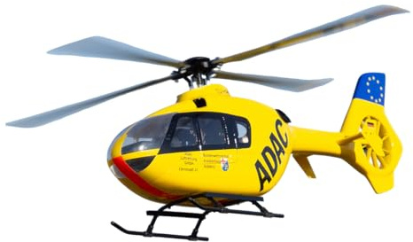 ToyGhillied EC135 450 Scale RC Helikopter für Erwachsene, Professioneller 6CH Hubschrauber mit GPS Positionierung, Bürstenloser Motor & GFK-Rumpf, Realistisches 4-Blatt Rotorsystem RTF (Gelb-Blau)