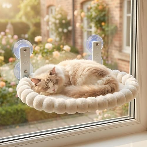 Hamac Chat fenetre Pliable Métal - Hamac pour Chat avec réversible et Lavable lit pour, lit de fenêtre Supporte jusqu'à 19kg, 51 x 38.5 cm