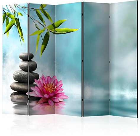 RAUMTEILER/PARAVENT B&D XXL - Spa Zen, 225x172 cm, 5-teilig, Wohnzimmer | Mobiler Sichtschutz, sofort einsatzbereit, Holzrahmen, ideal fürs Wohnzimmer oder Büro, geruchsneutral, lichtbeständig