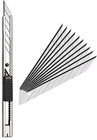 Gebildet Rechte und Linke Hand Edelstahl Cuttermesser mit 10x 9mm 30° Klingen - Folierer- Grafikmesser/Folienmesser/Car wrapping knife / 30 Grad Cutter