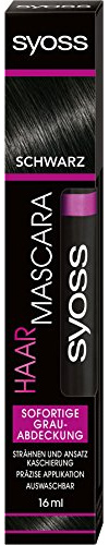 SYOSS Mascara per capelli, colore nero, copertura grigia immediata, confezione da 1 (1 x 16 ml)