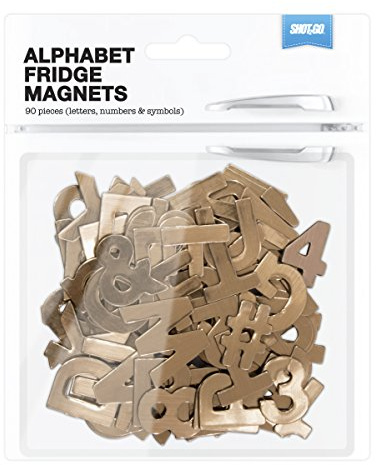 Shot2go Magnetische Buchstaben in metallischem Kupfer-Effekt, 90 Stück Inkl. Buchstaben, Zahlen und Symbolen