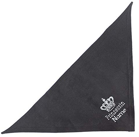 Schecker Schwarz 65cm Besticktes Hundehalstuch mit Text Prinzessin + Krone + Hundename – Bandana hochwertig Bestickt