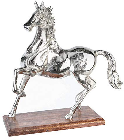 Casablanca - Skulptur - Dekofigur - Pferd - Aluminium - Mangoholz - Höhe 41cm