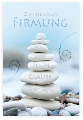 Firmungskarte mit Glimmer | Karte zur Firmung | Karte ohne Innentext | DIN B6 | Klappkarte inkl. Umschlag | Motiv: Steine