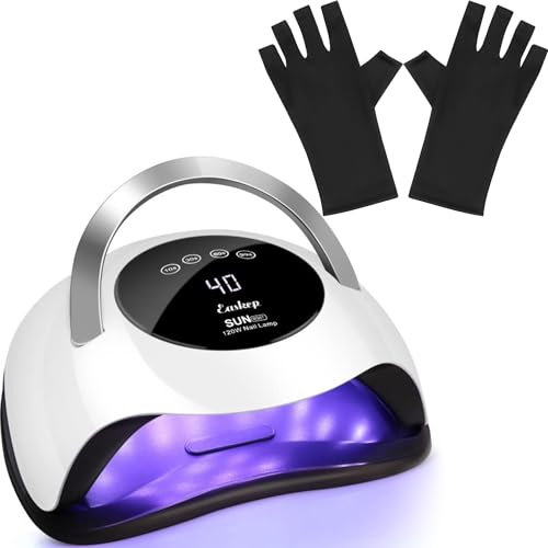 Easkep 120 W UV-ljus för naglar – UV-nagellampa med handskar, kit, nageltorkare, lampa för gelnaglar, professionell för hem och salong