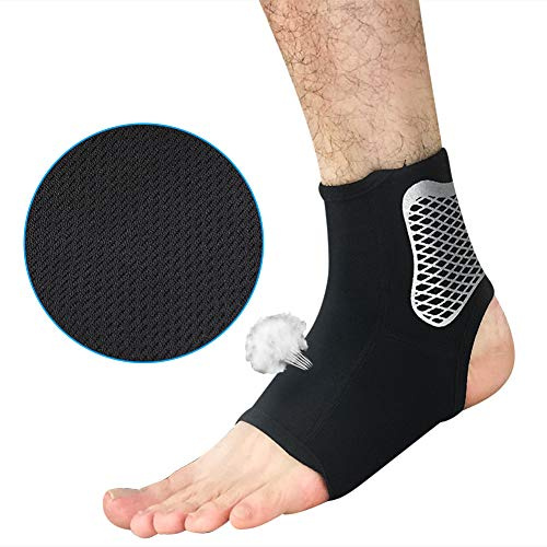 Chaussette de Compression Respirente Élastique Unisexe Chevillère Soutien anti-Entorse Blessure Ligamentaire Bas de Contention Talon Ouvert Protège-cheville pour Sport Football Running Alpinisme