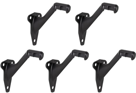Design House 188151 Standard Handrail Bracket Heavy Duty Hardware for Stairways in Home or Office, Matte Black, 5-Pack | Wall Mount, Traditional, Zinc, 5-Pack, Hardware, 188151