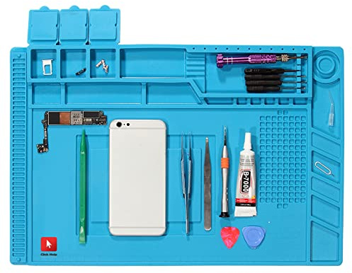 Tappeto da Lavoro ESD Professionale di Alta Qualità Antistatico Antiscivolo Tappetino in silicone 30cm x 45cm resistente fino a 500° Ideale per riparazioni saldatura smartphone tablet