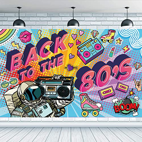 PLATEYTR Zurück in die 80er Jahre Banner für Disco Party Dekoration - Geburtstagsparty Foto Hintergrund, Bunte Wand Poster Deko, 180x110cm