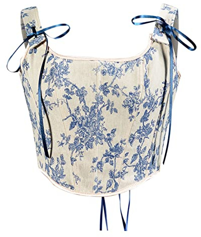 Corset femme classique floral Débardeur bustier médiéval rétro bustier fishbone tribunal corset lin gilet body shaper shapewear avec bretelles Sousvêtement avec dentelle up renaissance robe de