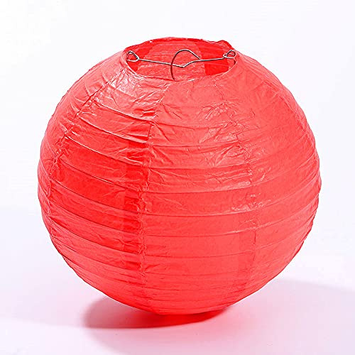 HUSL Farol Japones,Farolillos de papel,20cm,25cm,30cm,40cm De Papel, Pantalla Papel Redondo,Para Bodas,Cumpleaños,Decoraciones Para Jardín,Salon,Patio,Color Liso (40CM_6PCS, Rojo)