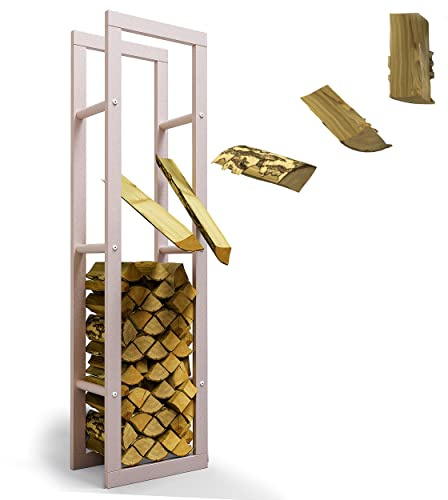 LAWA Living and Lifestyle Kaminholzregal Metall innen VERZINKT 40x25x150 Feuerholzregal hoch Brennholzregal außen Kaminofenregal Kaminholzständer Holzlege Holzregal (RAL 9001 Cremeweiß) | 40 x 25 x 150 cm, Innen und Außen, Kaminholzständer, Brennholzständer