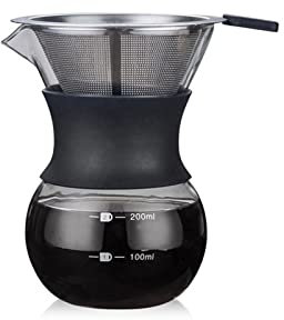 DieffematicKF Cafetiere Verre à Haute température à Haute température Haute température Anti-échauffeuse Cafetière Café de café avec Filtre en Acier Inoxydable (Color : 200ML Pot)