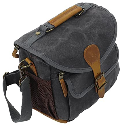 BORDSTRACT Bolso Bandolera para Cámara, Bolso Grande para Dispositivos DSLR, Bolso Bandolera para Cámara Vintage, Estuche De Lona para Cámara, para Fotografía, Viajes, para Mujeres Y Hombres