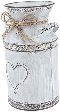 Ciieeo Heart Shape Iron Flower Pot Decorative Metal Flower Vase with Vintage Embossed Lines, Rustic Gardening Plant Holder for Home and Garden Decoration