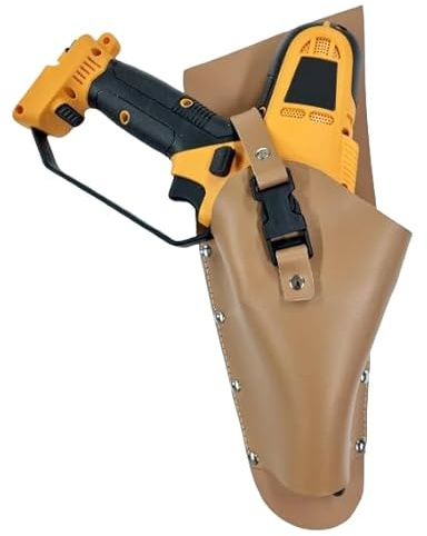 Braune Scheide für elektrische Kettenschere, Tasche für Gartenschere, aus genähtem und genietetem Leder, Maße: 35 x 14 cm