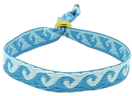 Selfmade Jewelry - Bracelet en tissu rose pour femme (vague bleu-turquoise)
