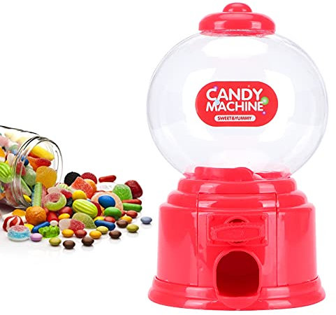 Candy Dispenser, Mini Sweet Machine - Plastic Gumball Vending Machine for Candies or Nuts Less Than 1.5cm in Diameter (Red)