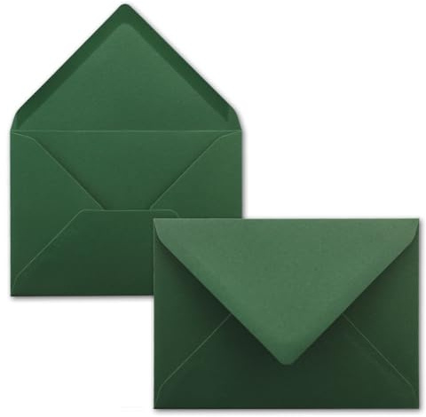 Farbenfroh Kuvert i mossgrönt, C5-kuvert, fukthäftande, utan fönster, jul- och hälsningskort, 22 x 15,4 cm, 25-pack