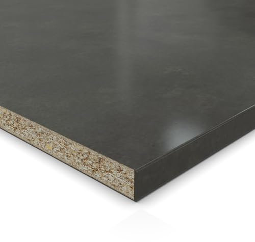 19mm Spanplatte Zuschnitt Beton Terragrau melaminharzbeschichtet Länge bis 200cm Dekorplatten Zuschnitte mit Umleimer Auswahl: 140 x 20 cm (ABS Kante lange Seite)